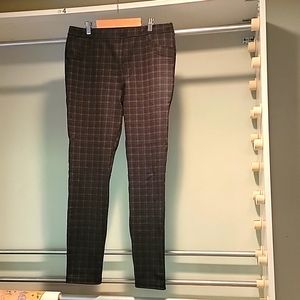Sanctuary for Anthropologie Stretch Pants. Black Brown Blue Plaid. Size XL.